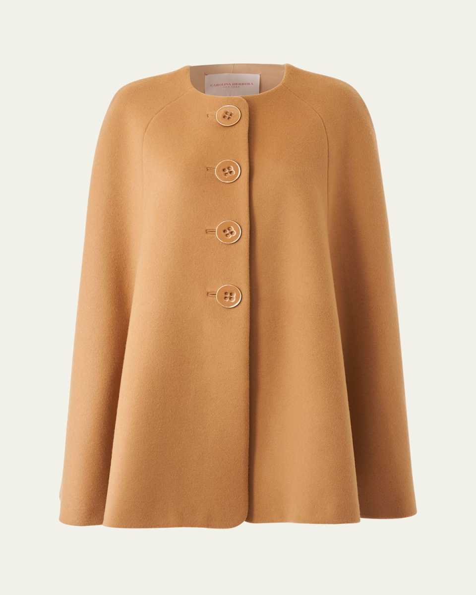 Button-Front Wool Cape